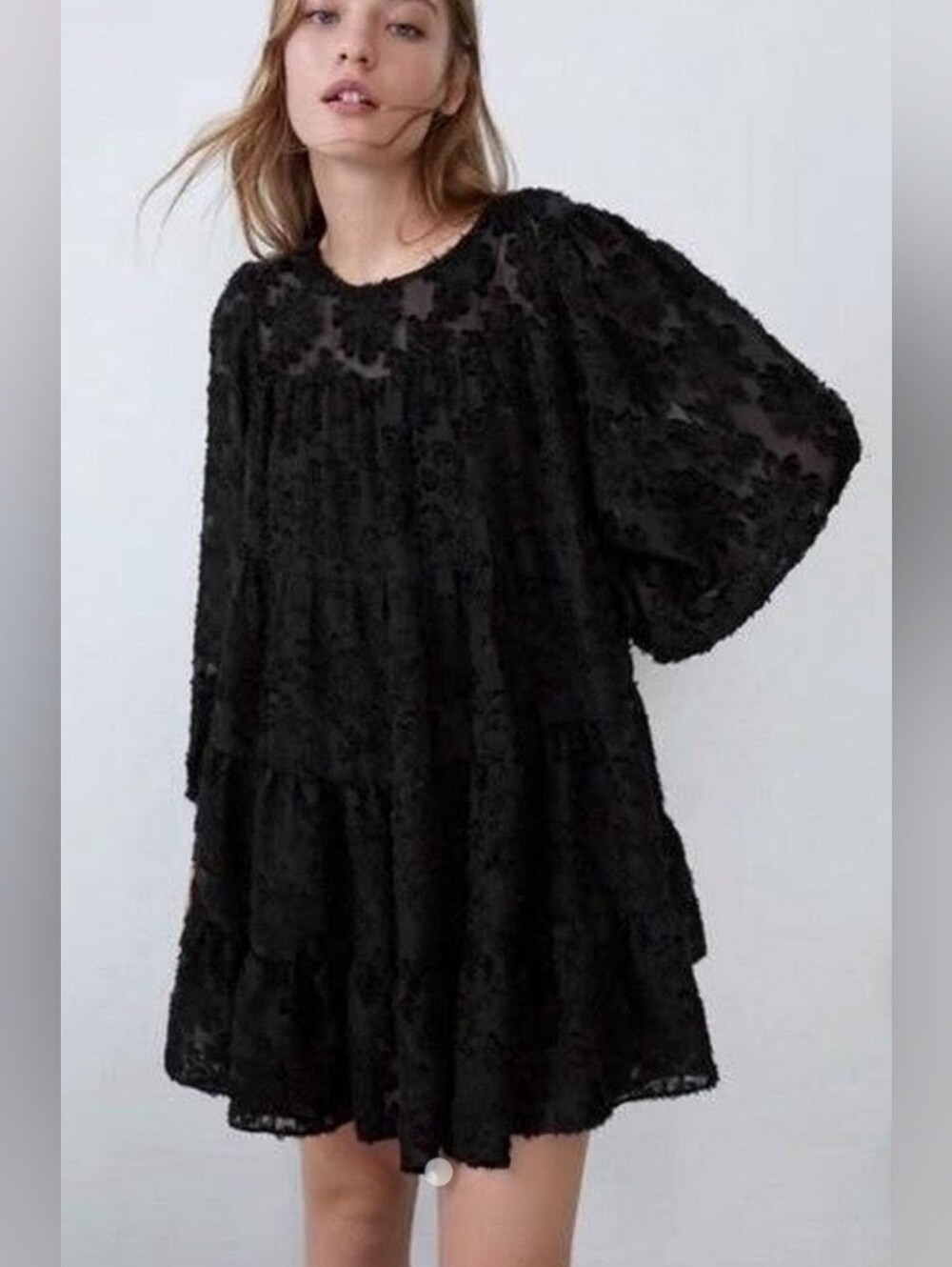 Zara Babydoll Dress Shear Size S
